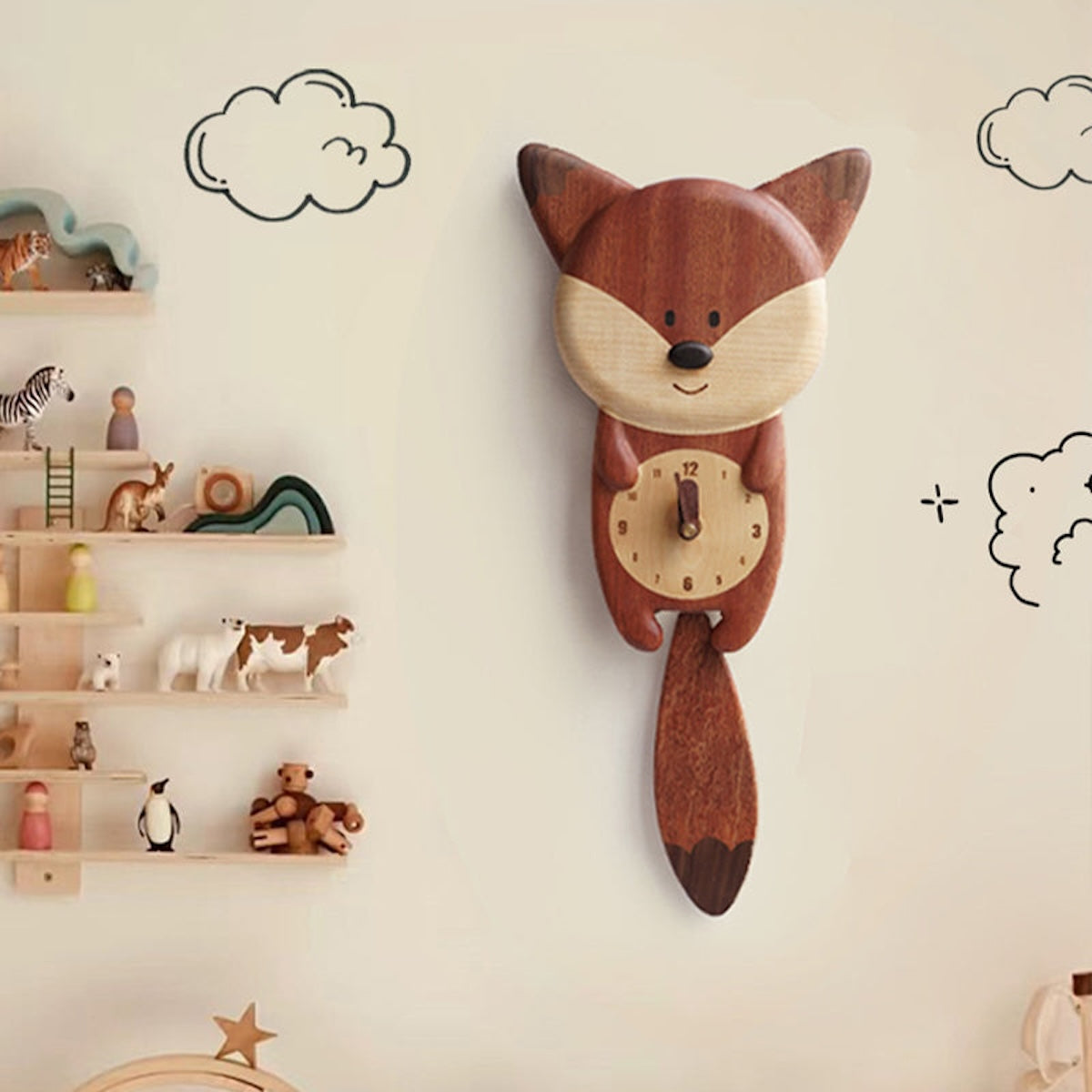 Handmade Fox Wooden Wall Clock