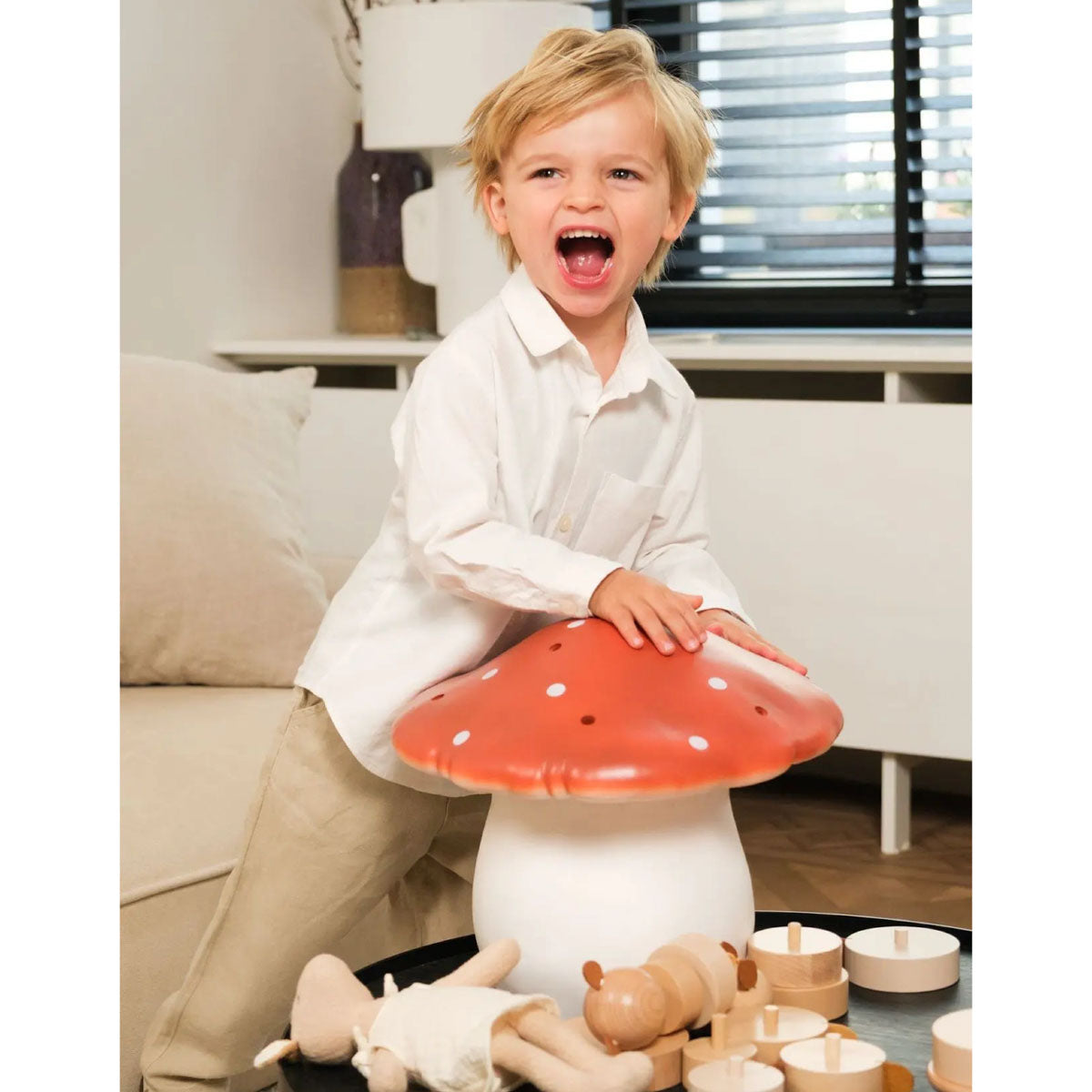 Egmont Heico Large Mushroom Lamp with Dimmer, Red Brick
