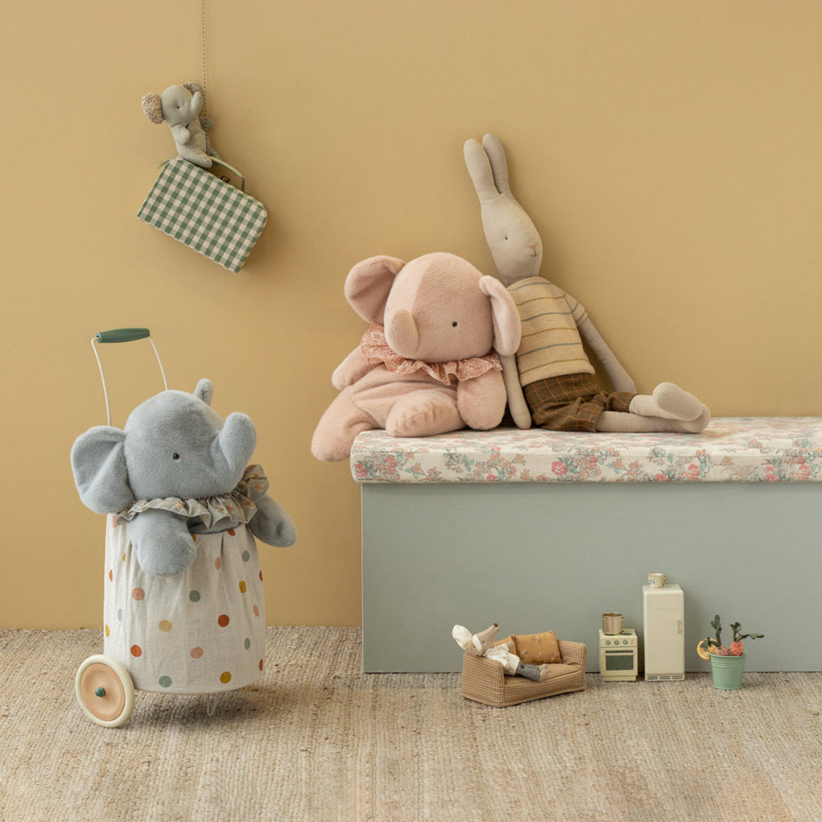 Maileg Safari Friends Large Plush Elephant, Powder (ships in March)