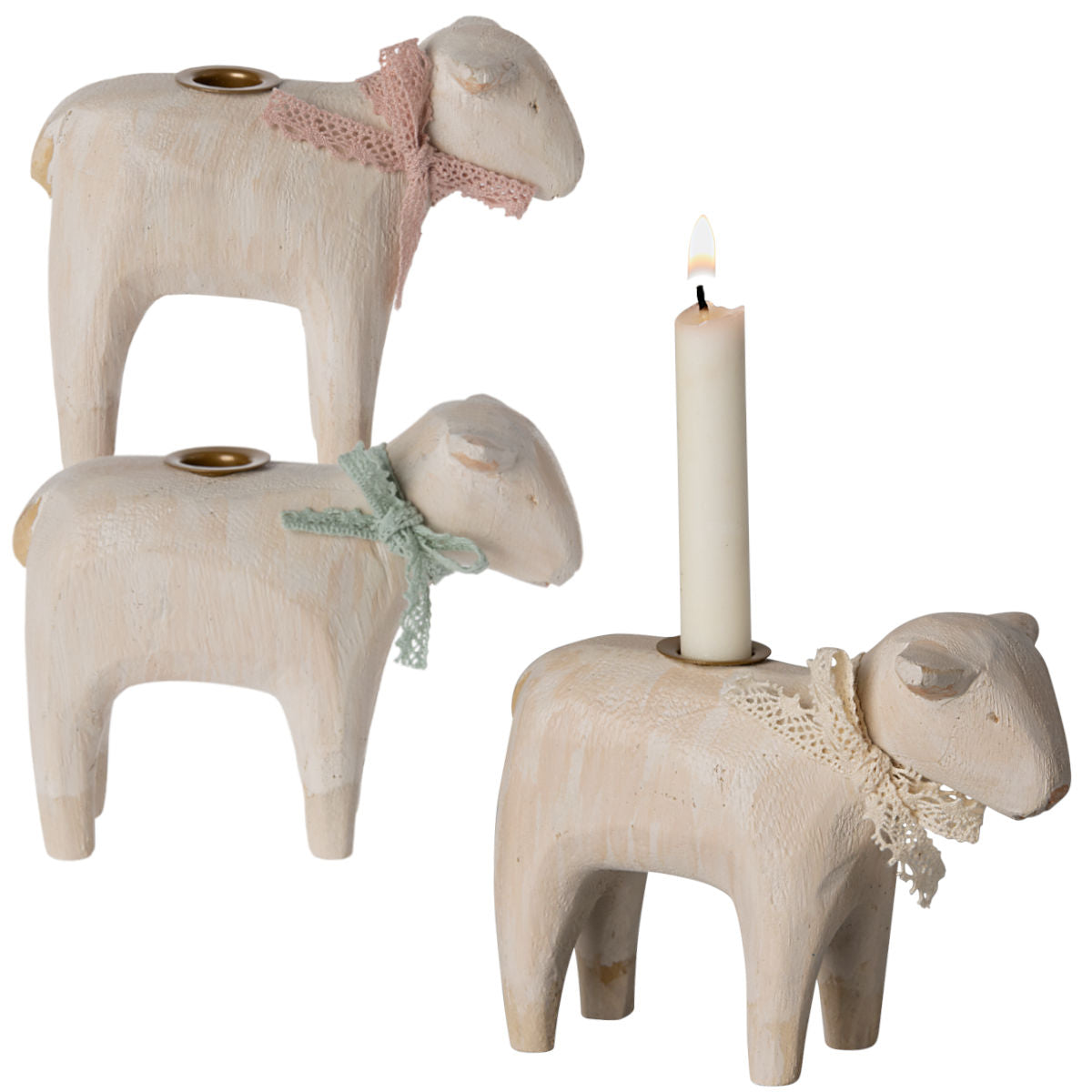 Maileg Wooden Candle Holder, Lamb