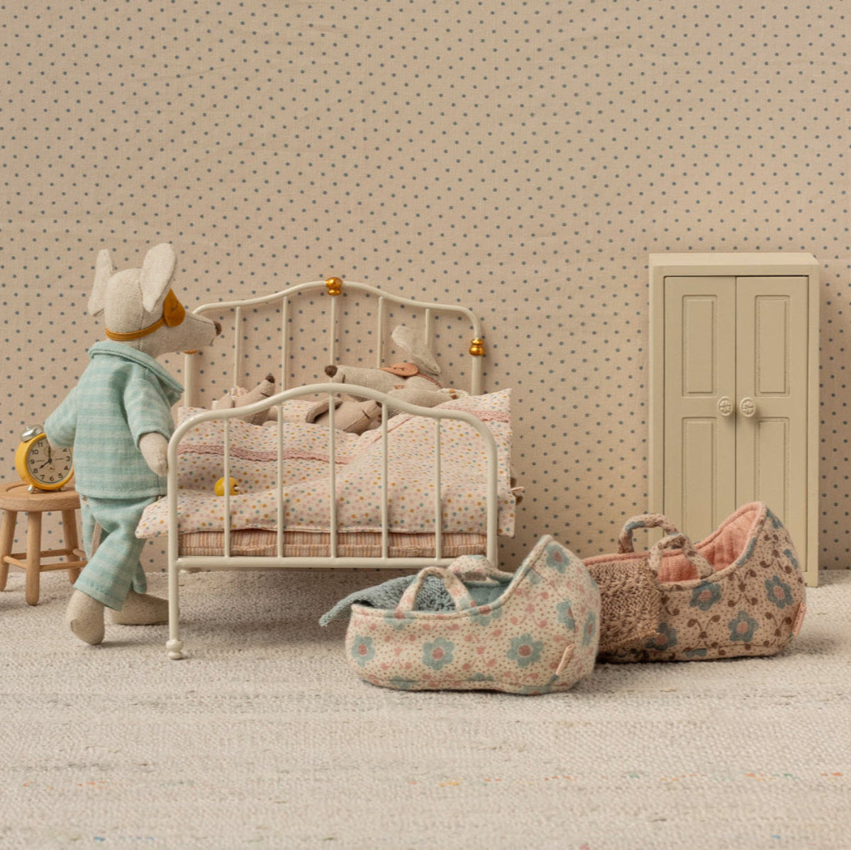 Maileg Baby Mouse in Carry Cot