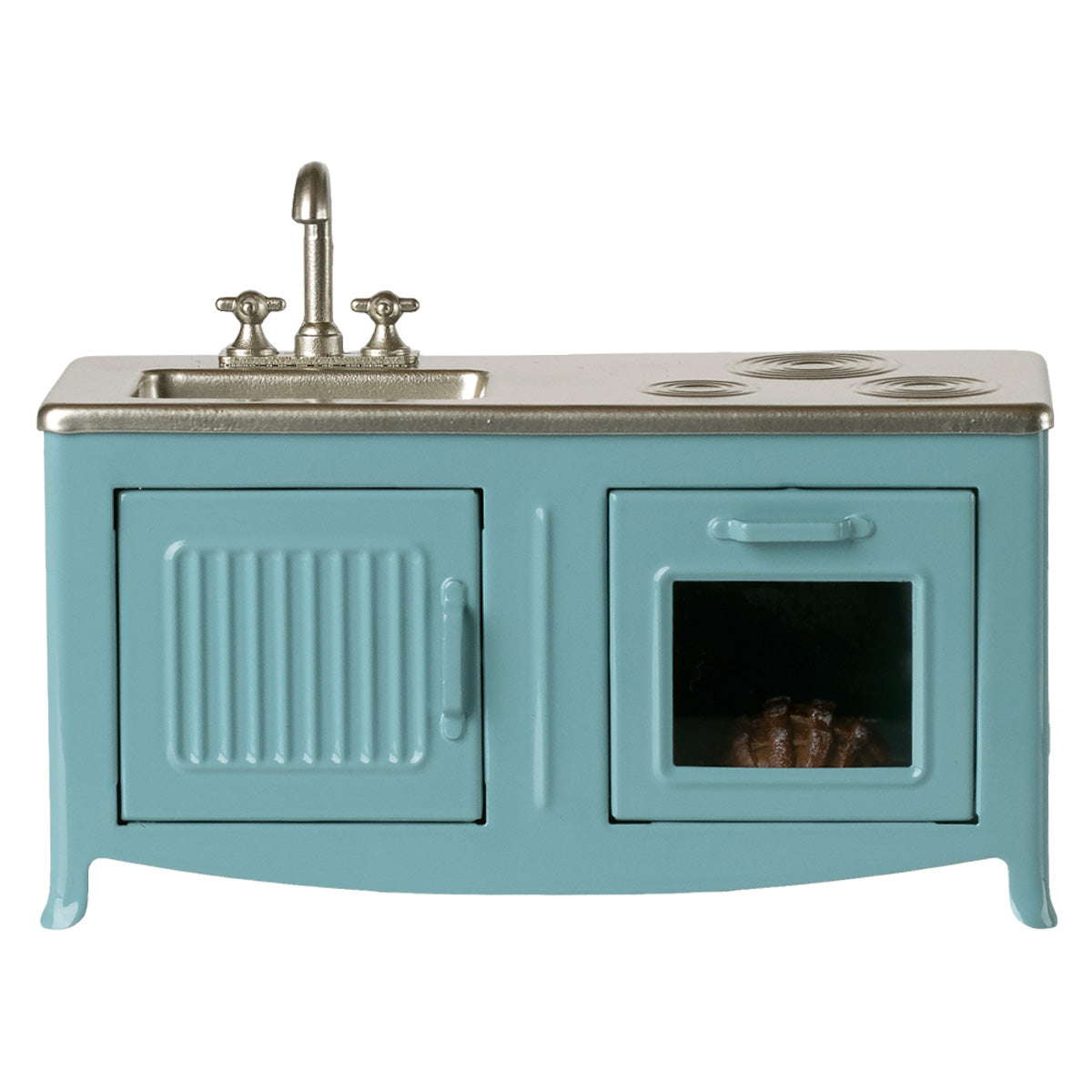 Maileg Dollhouse Kitchen, Mouse Size, Blue (ships in April)