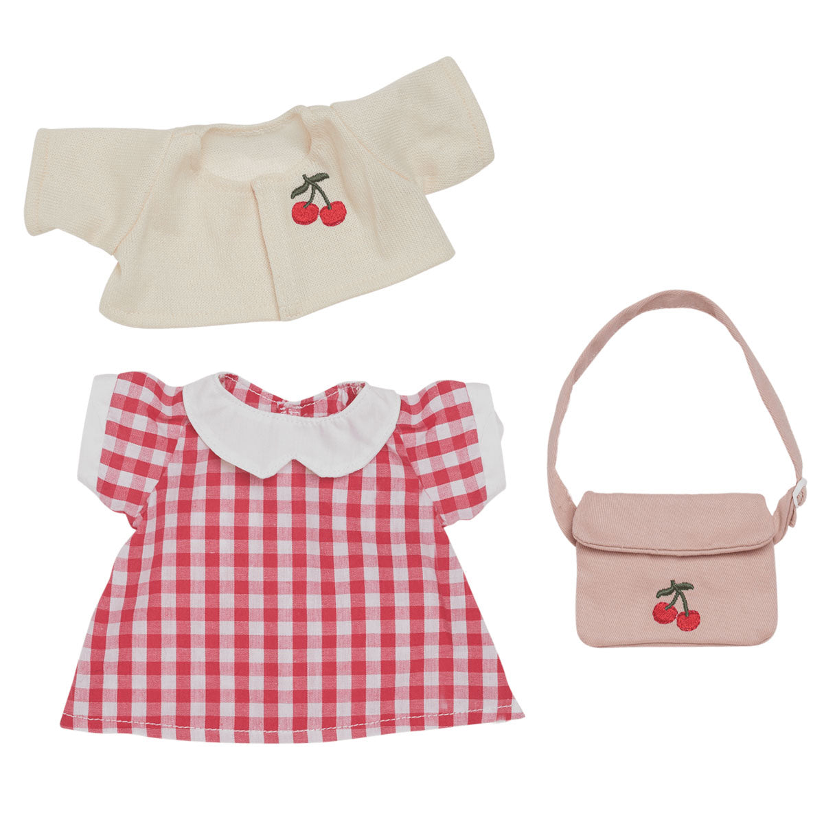 Olli Ella Dinkum Dolls Cherry Gingham Outfit Set