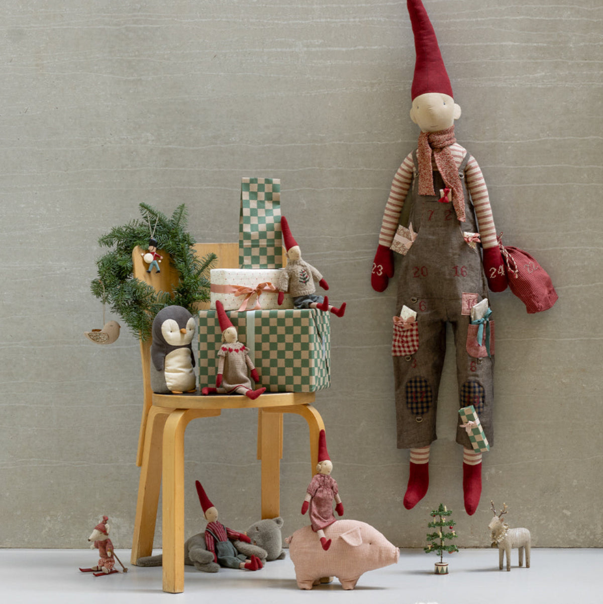 Maileg Wrapping Paper, Green Check, 11 yards