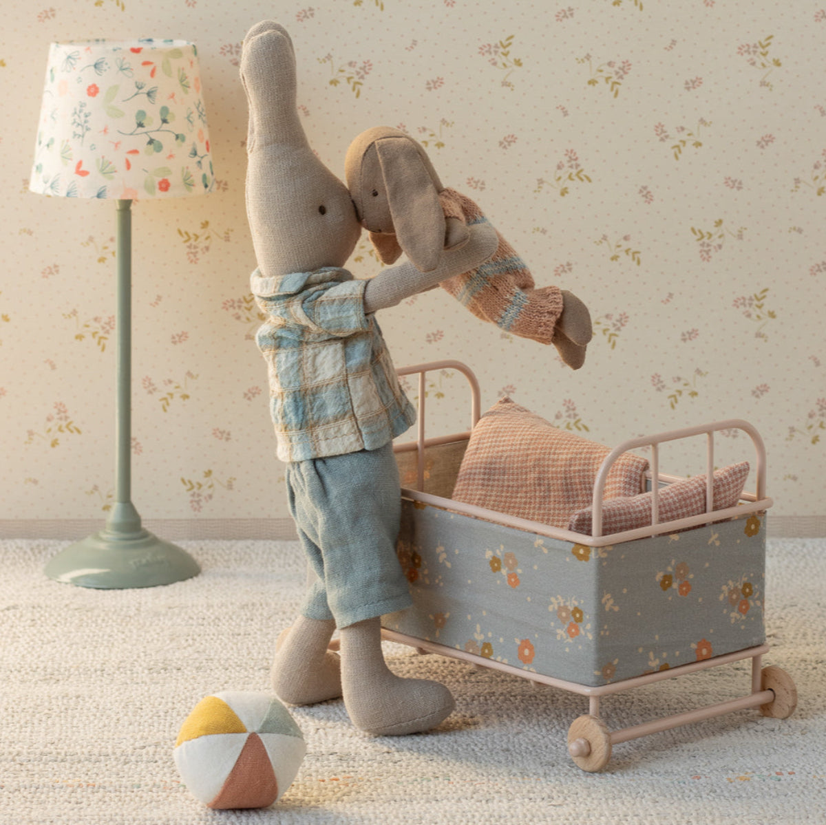 Maileg Metal Cot Bed for Baby Bunny, Powder