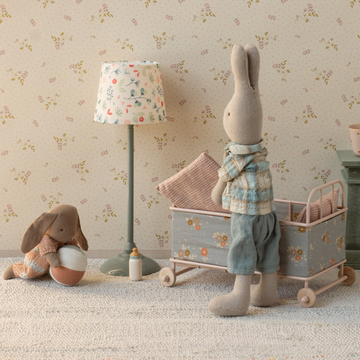 Maileg Micro Rabbit/Bunny Baby Set with Ball and Bottle
