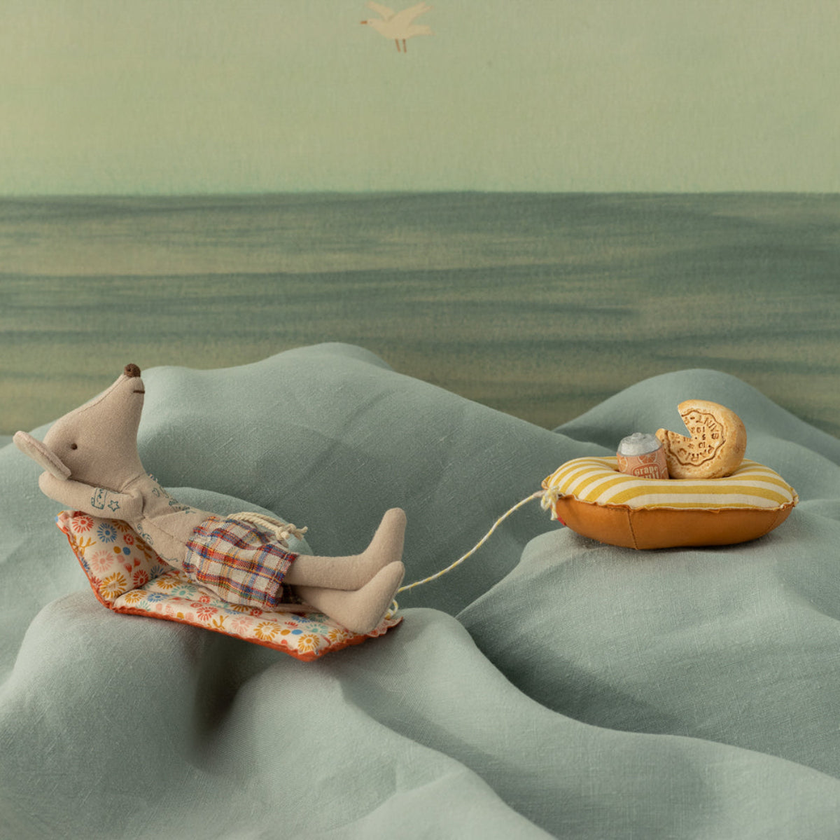 Maileg Beach Dad Mouse with Air Mattress