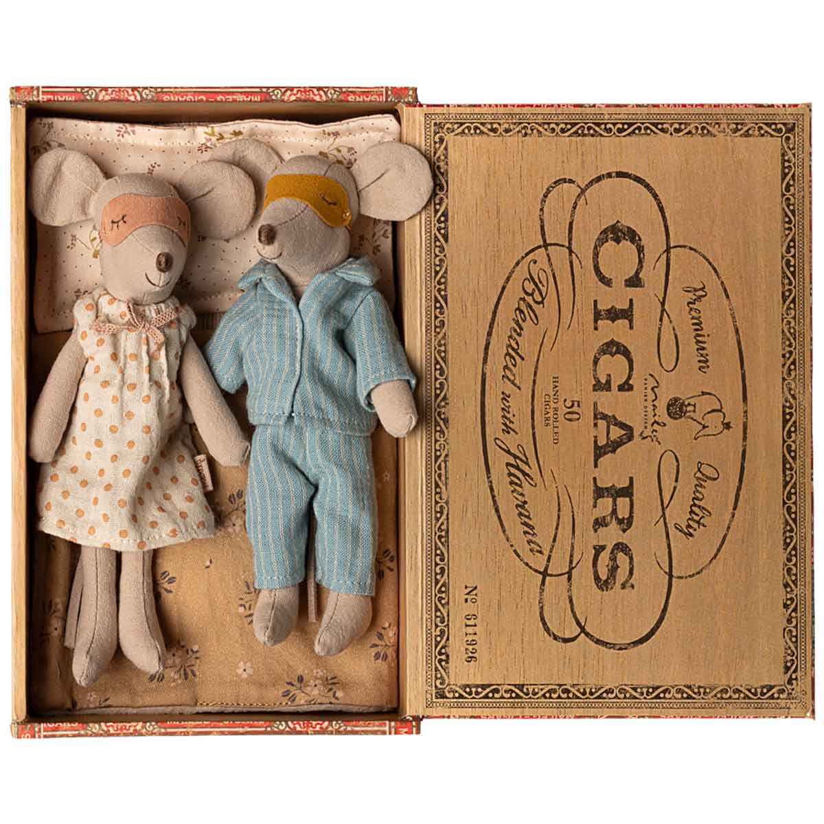Maileg Mom and Dad Mice in Cigar Box, New