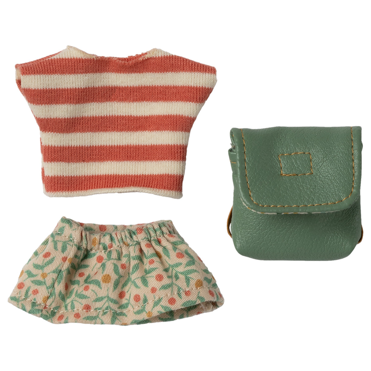 Maileg Big Sister/Brother Mouse Clothes, Tricycle 3pcs set, Green Skirt (ships in May)