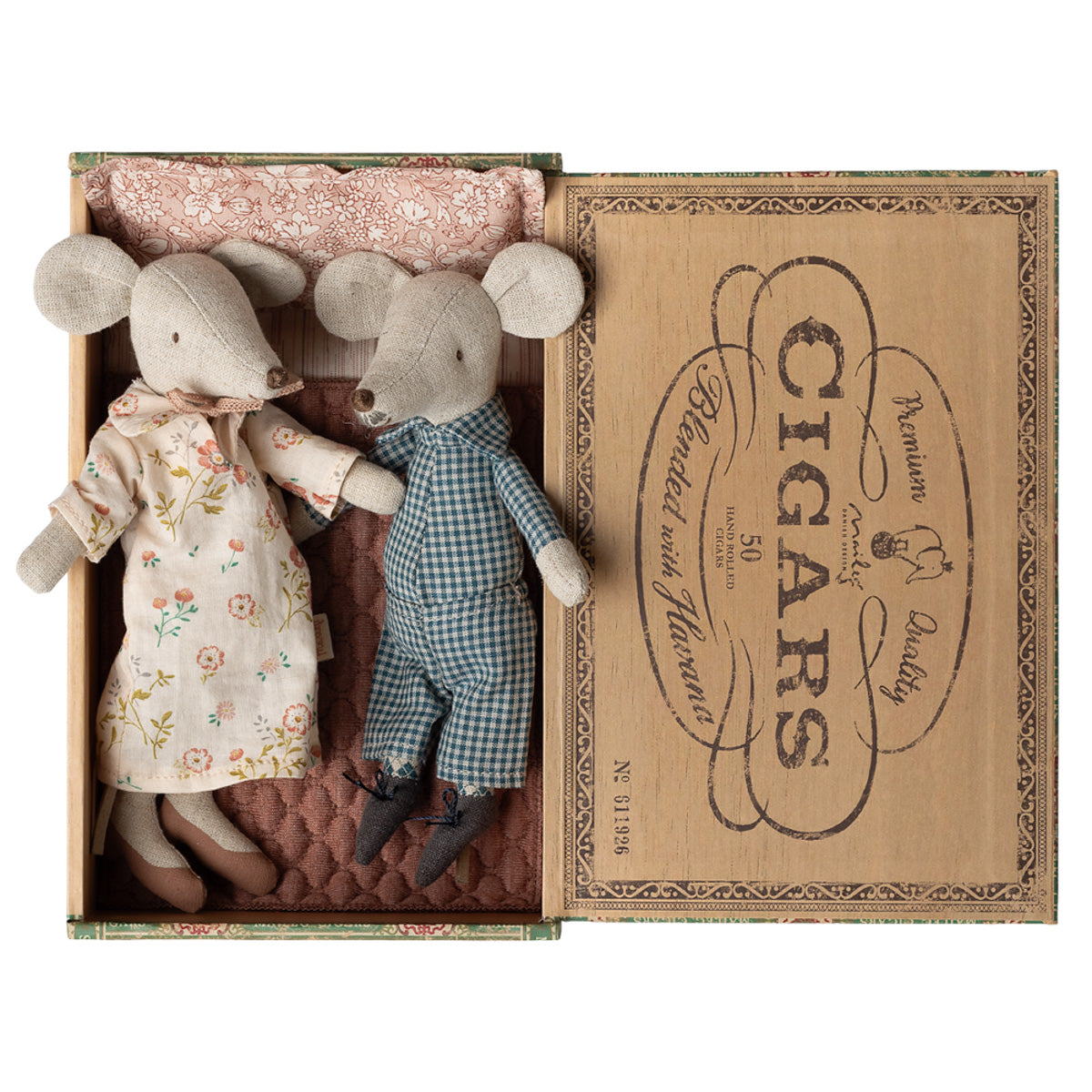 Maileg Grandma and Grandpa Mice in Cigar Box, 2026 (ships in March)