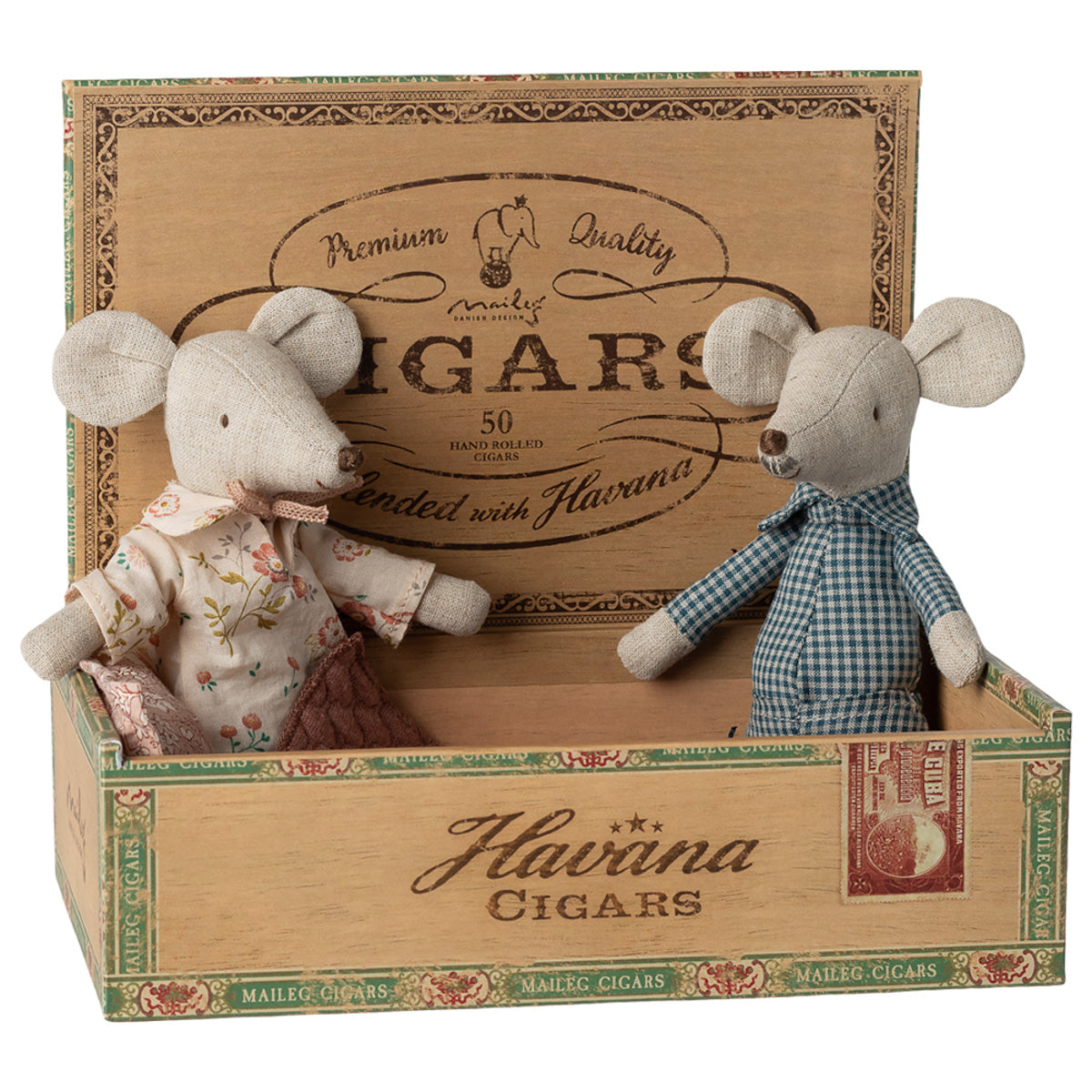 Maileg Grandma and Grandpa Mice in Cigar Box, 2026 (ships in March)