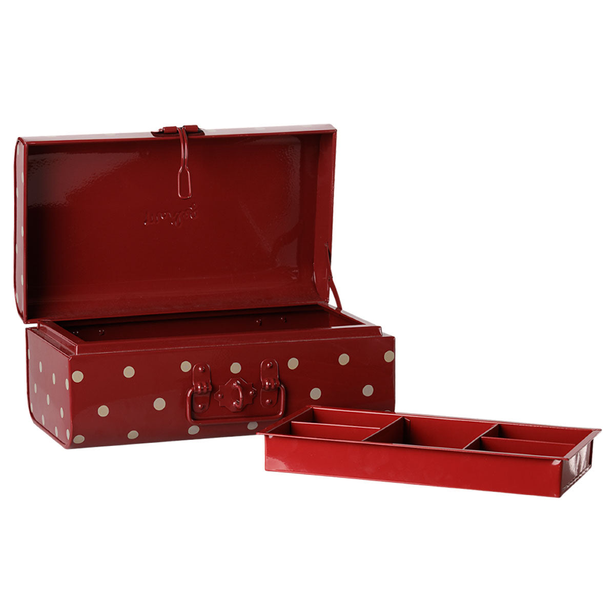 Maileg Small Metal Storage Suitcase with Tray, Dark Red (available in November)