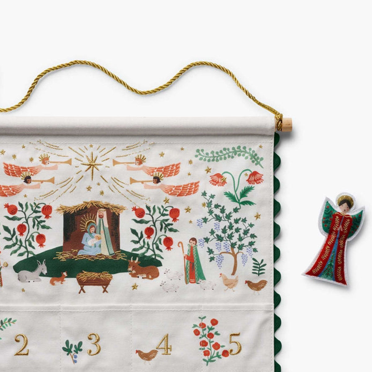 Nativity Embroidered Hanging Advent Calendar