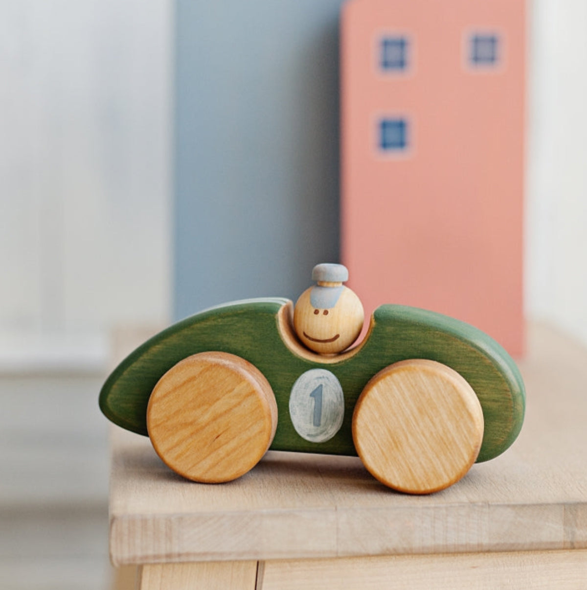 Wooden Green Race Car