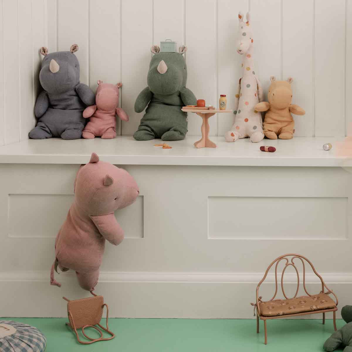 Maileg Safari Friends Hippo, Medium, Rose