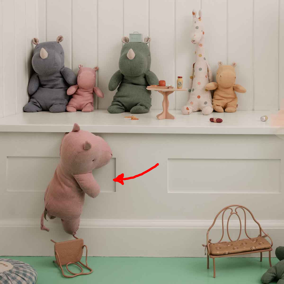 Maileg Safari Friends Hippo, Medium, Rose