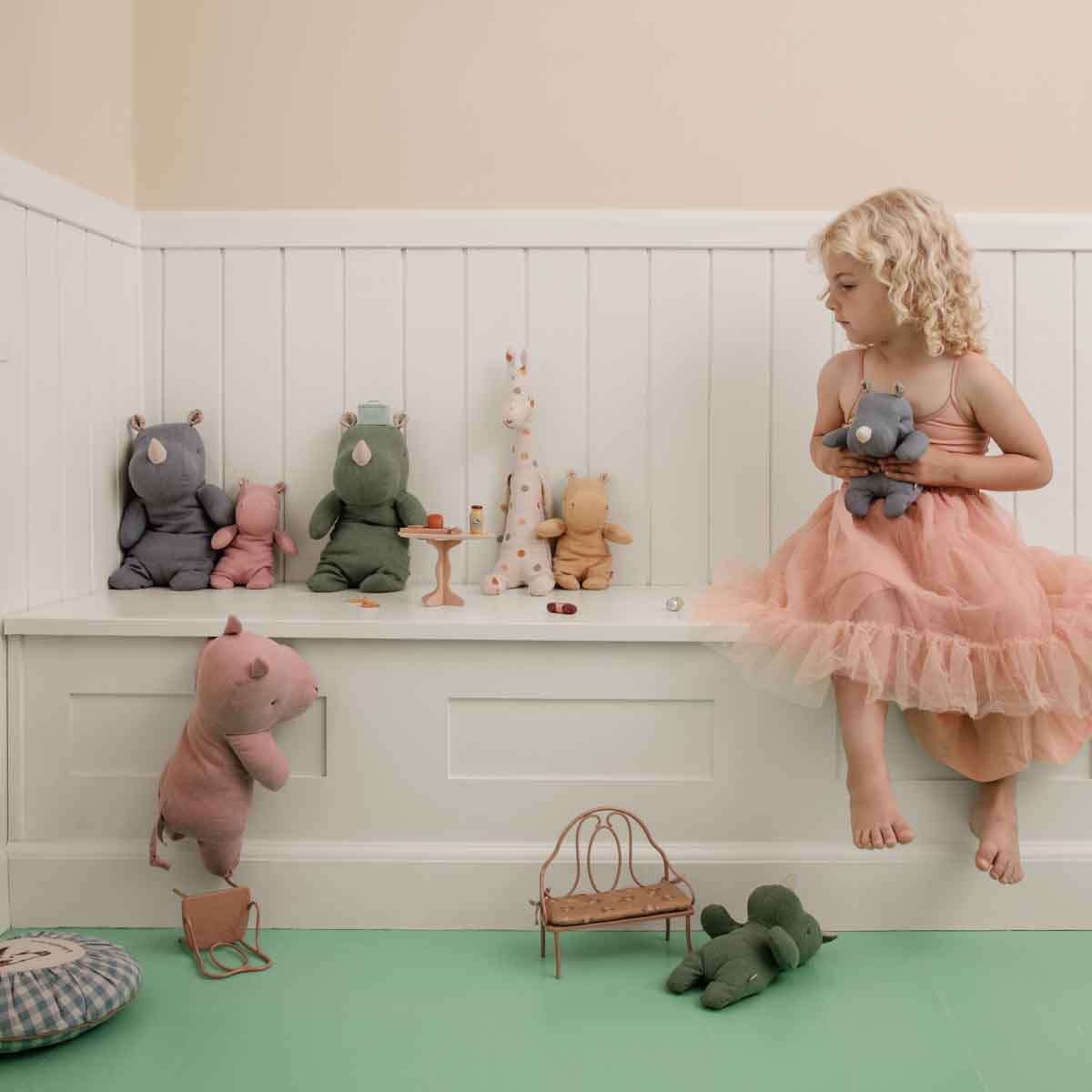 Maileg Safari Friends Hippo, Medium, Rose