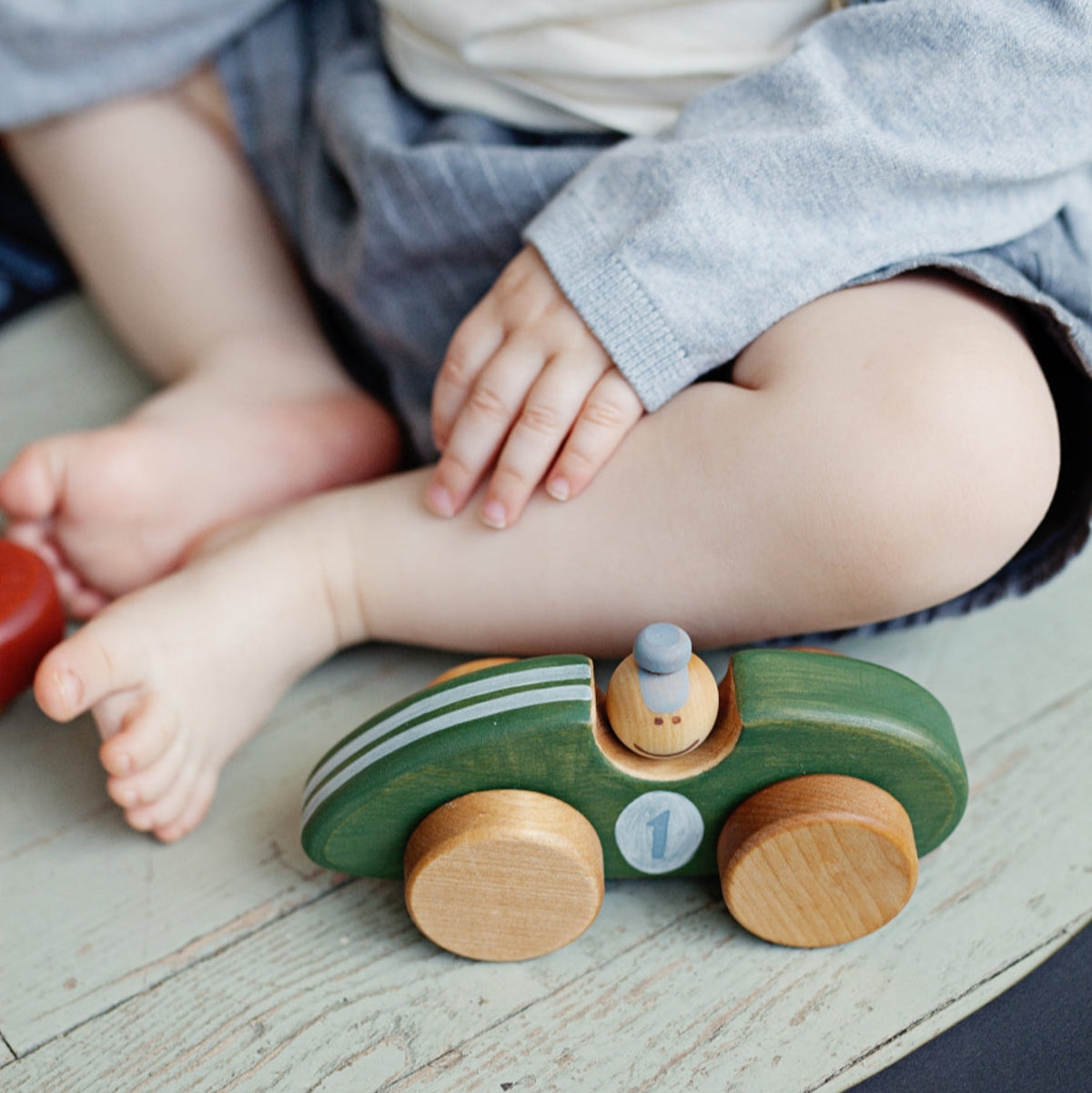 Wooden Green Race Car