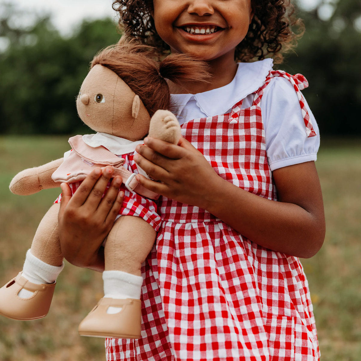 Olli Ella Dinkum Dolls Cherry Gingham Outfit Set