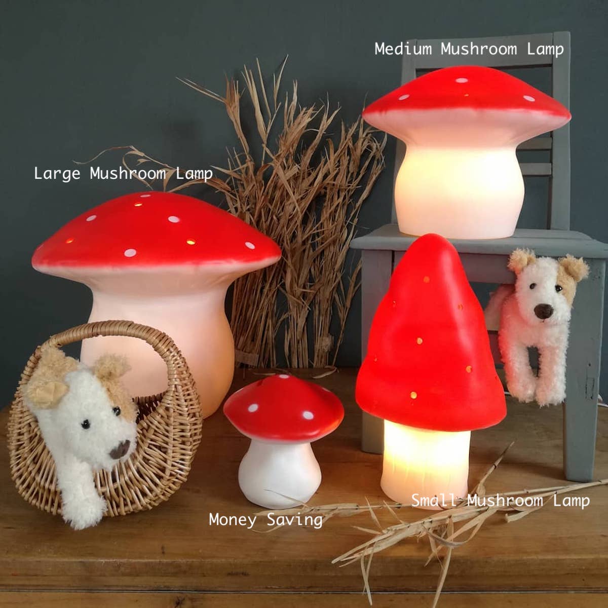 Egmont Heico Small Mushroom Lamp with Dimmer, Brick Red