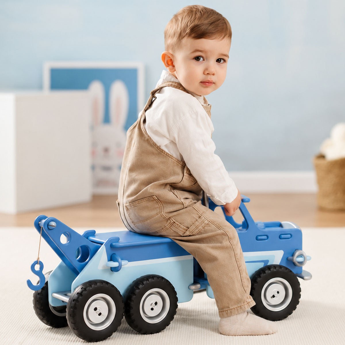 Moover Wooden Ride-on MACK Truck, Blue