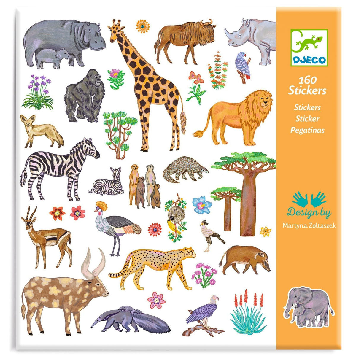 Djeco 160 Stickers, African animals