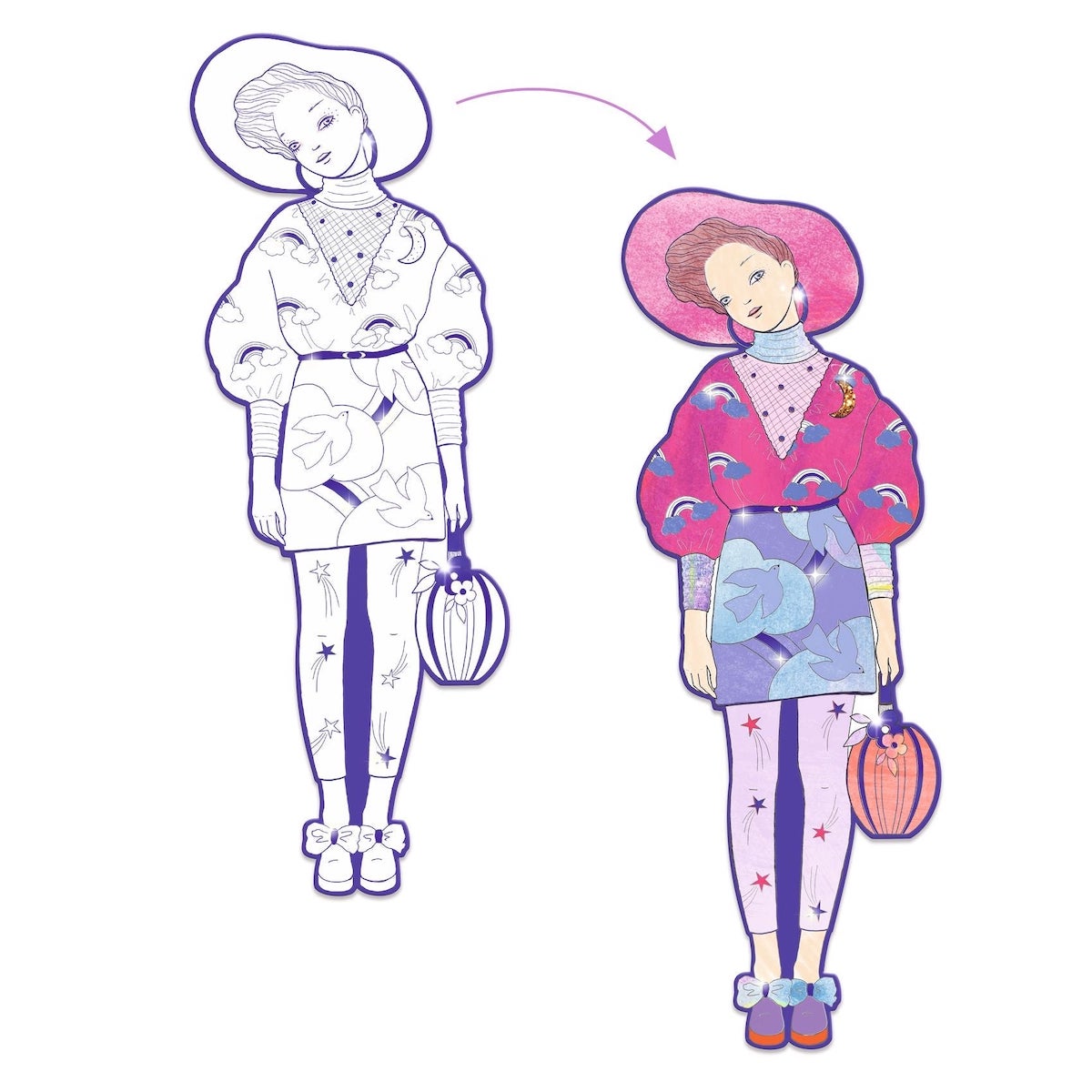 Djeco Demoiselle Coloring Paper Dolls