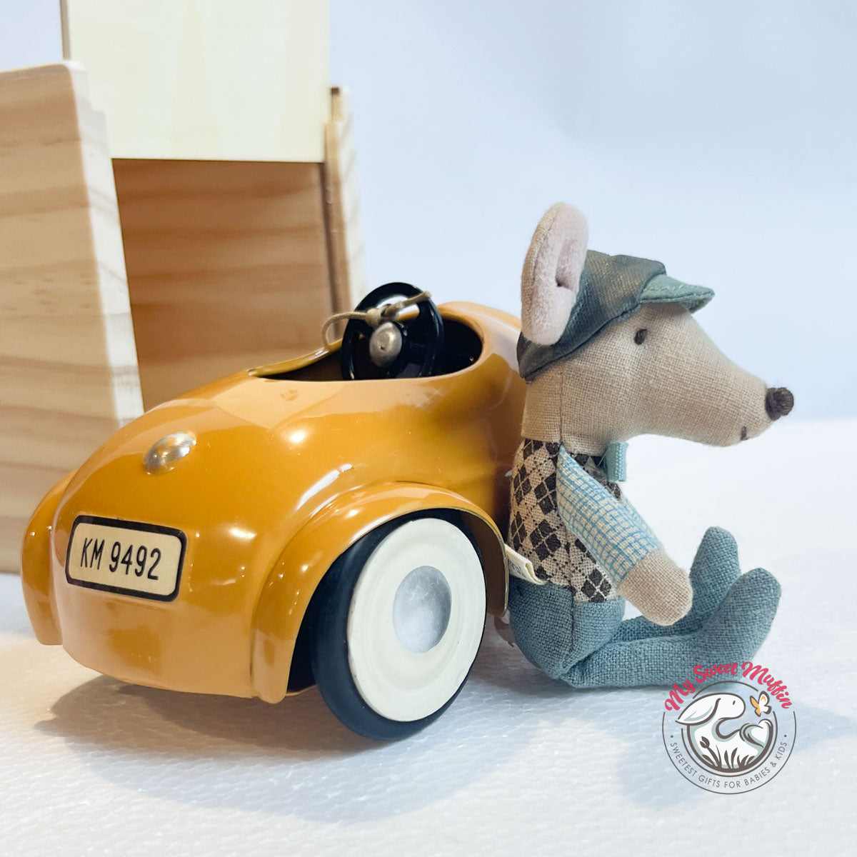 Maileg Mouse in a Car with Garage - Final Sale