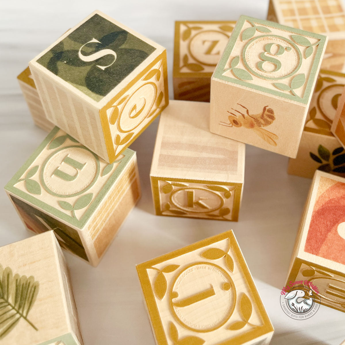 Uncle Goose Watercolor ABC Blocks with Wagon