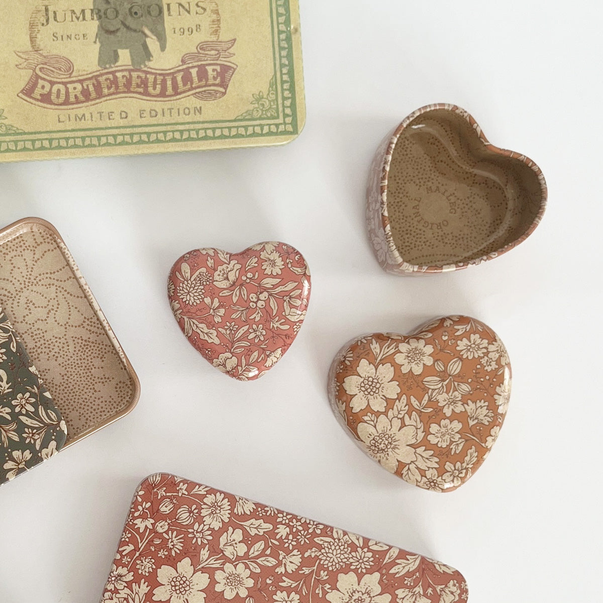 Maileg Metal Heart Box, 2pcs Set