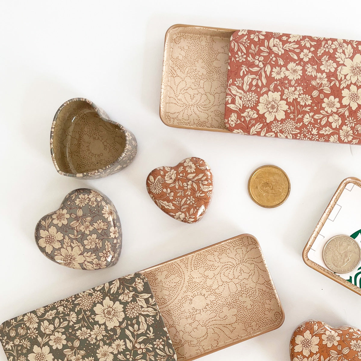 Maileg Metal Heart Box, 2pcs Set