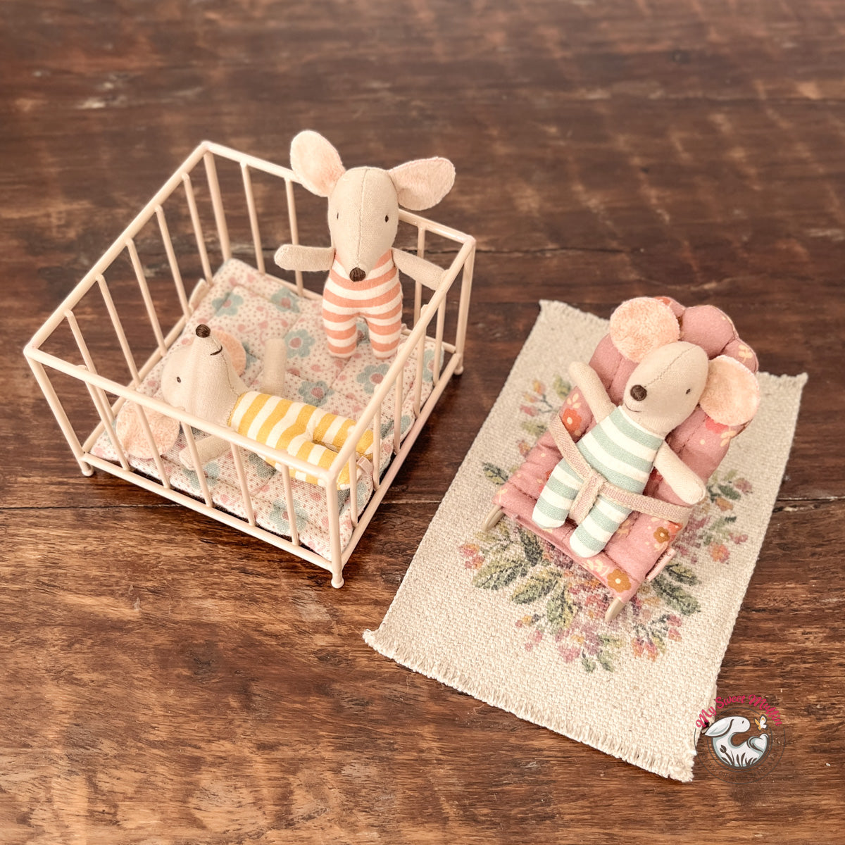 Maileg Doll Playpen, Rose, Mouse size