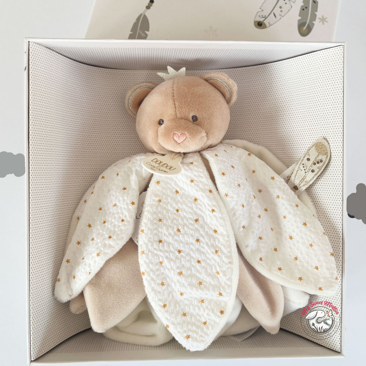 Doudou Et Compagnie Bear Doudou Lovey Flower Petal