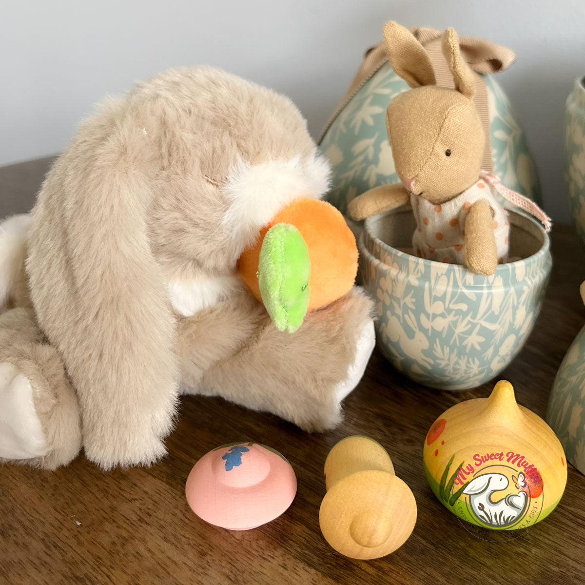 Maileg Easter Egg with Micro Rabbit, Small - Dusty Blue