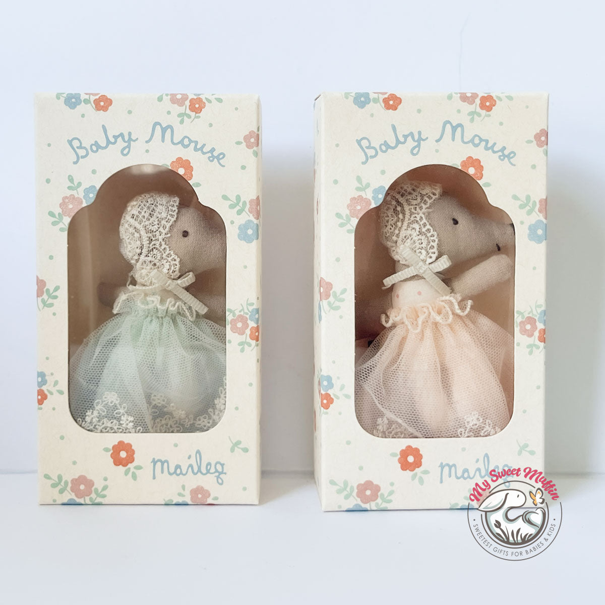 Maileg Sleepy Wakey Baby Mouse in Gown