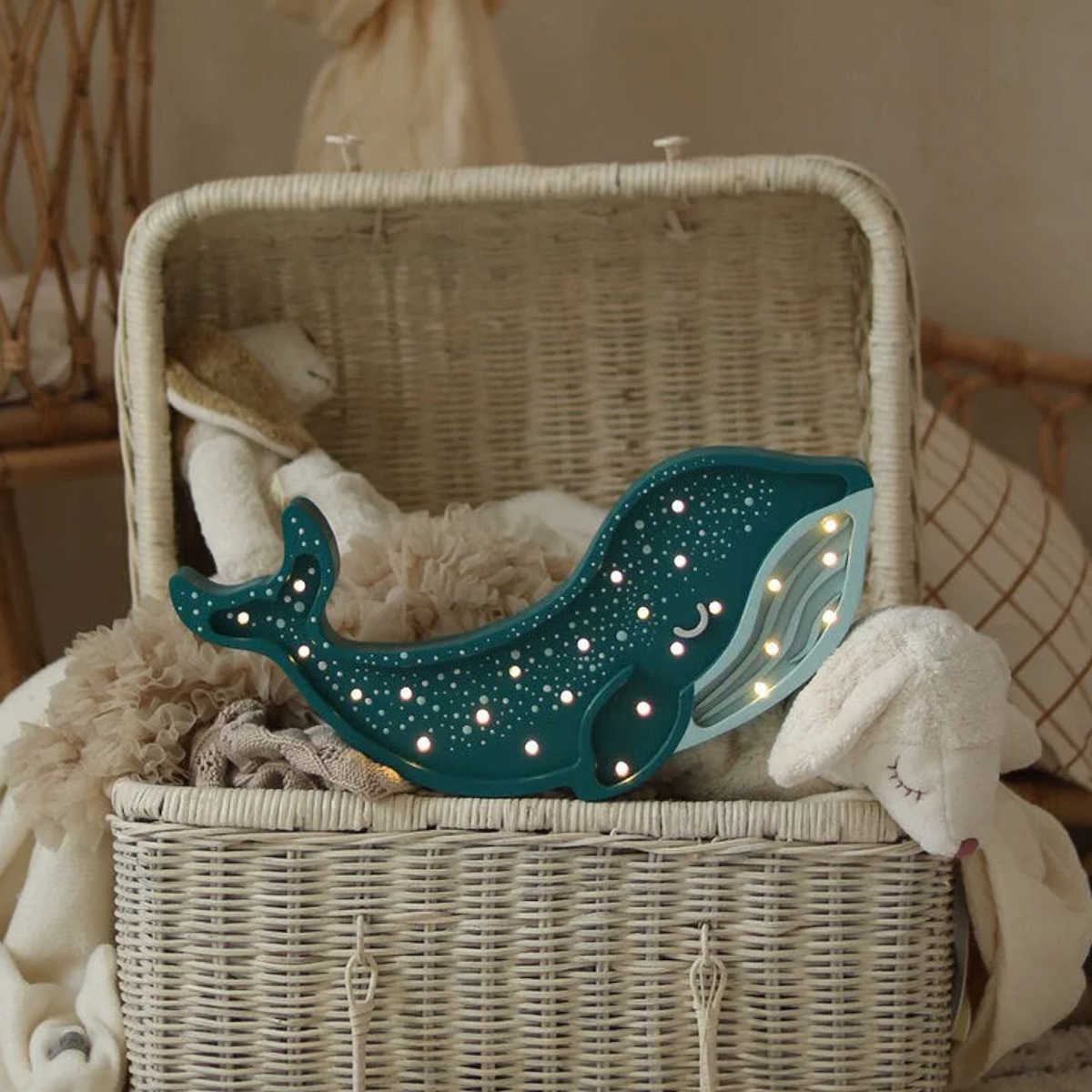 Handmade Wooden Whale Lamp