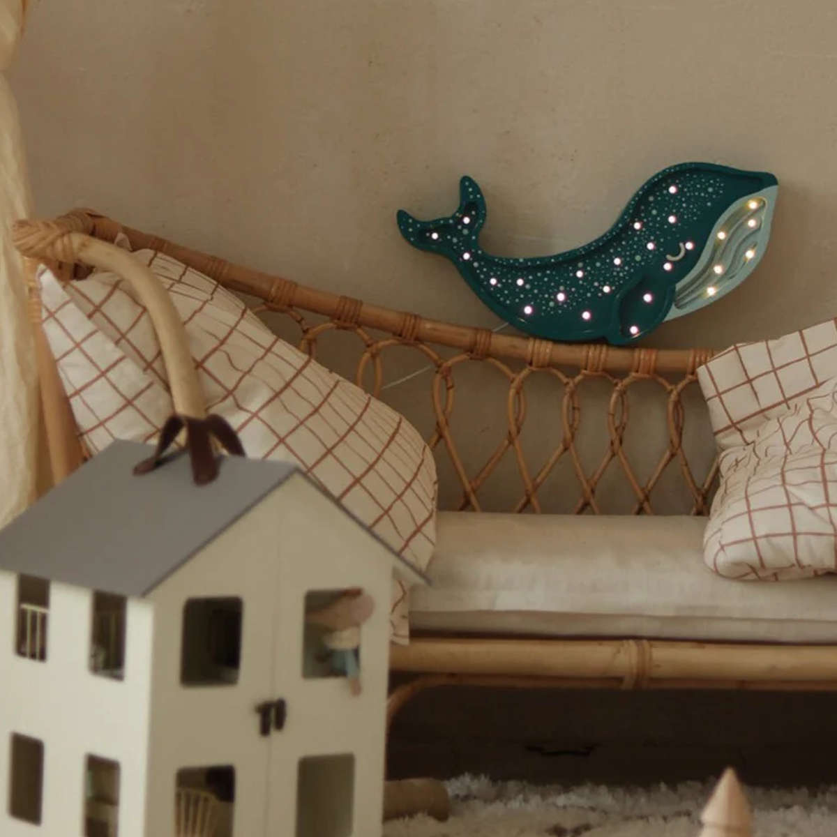 Handmade Wooden Whale Lamp