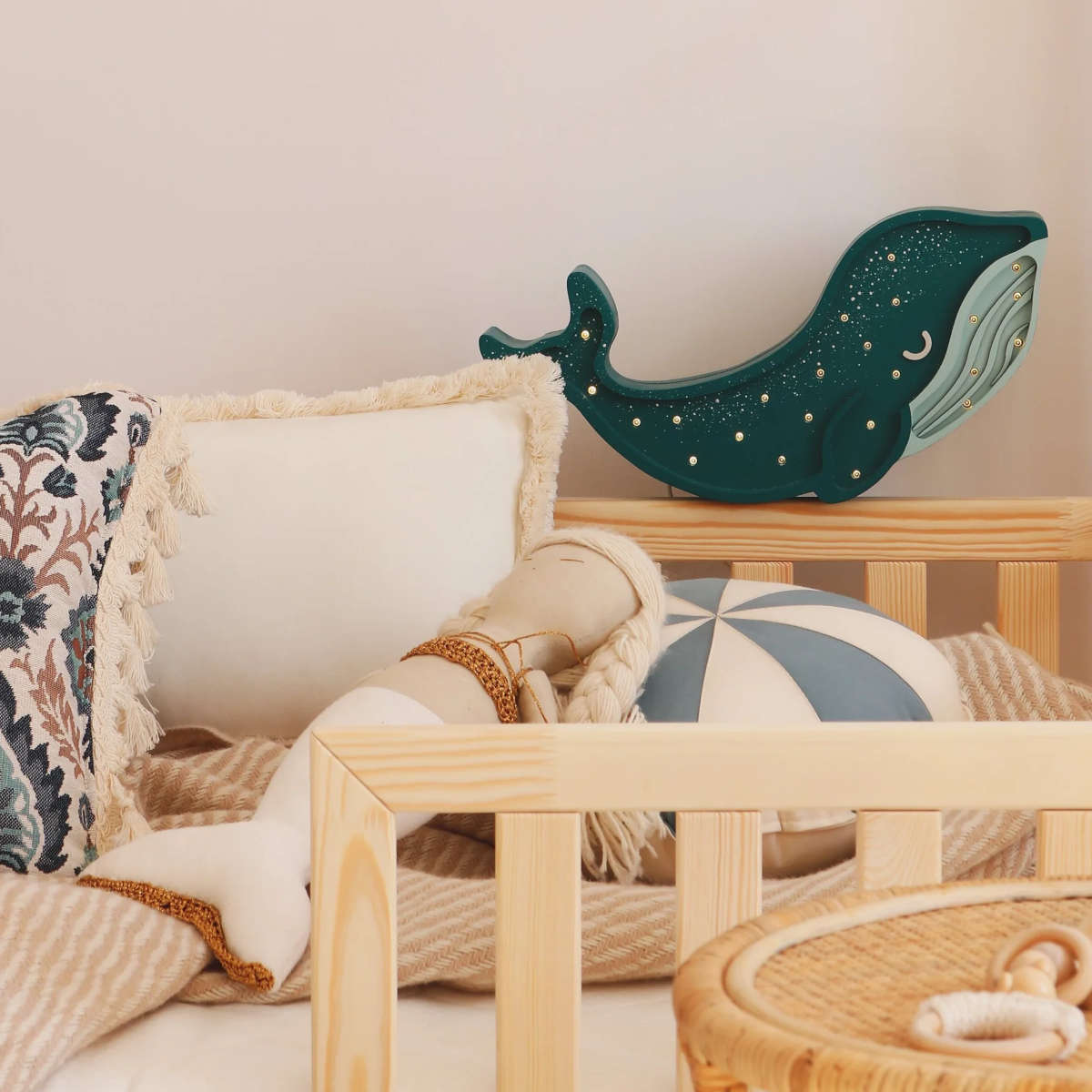 Handmade Wooden Whale Lamp