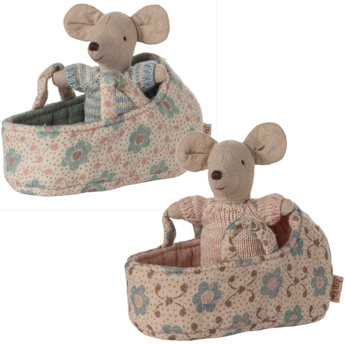 Maileg Baby Mouse in Carry Cot