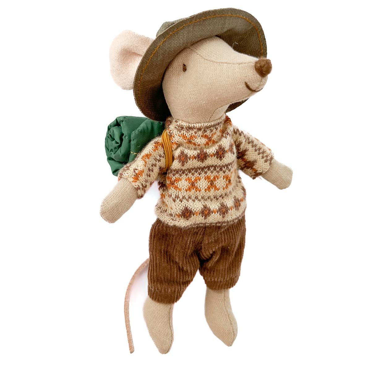 Maileg Big Brother Hiking Mouse with Sleeping Bag, Argyle Sweaters