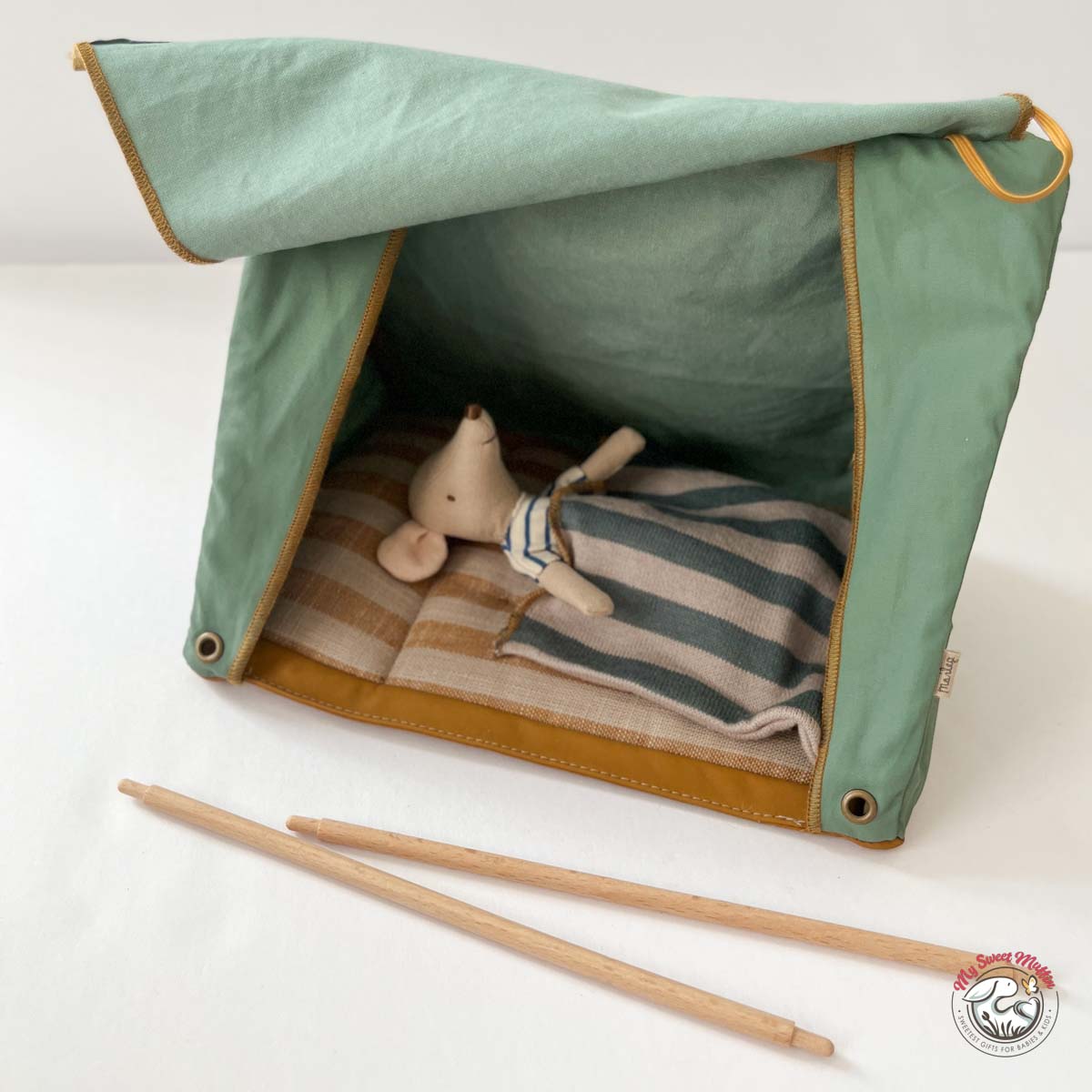 Maileg Mouse Happy Camper Tent, Green