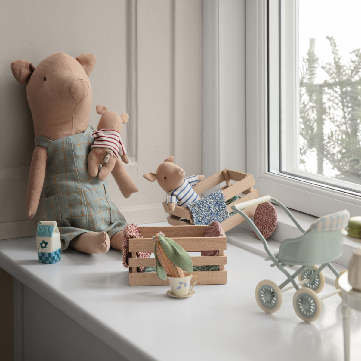 Maileg Baby Pig in Box, Blue