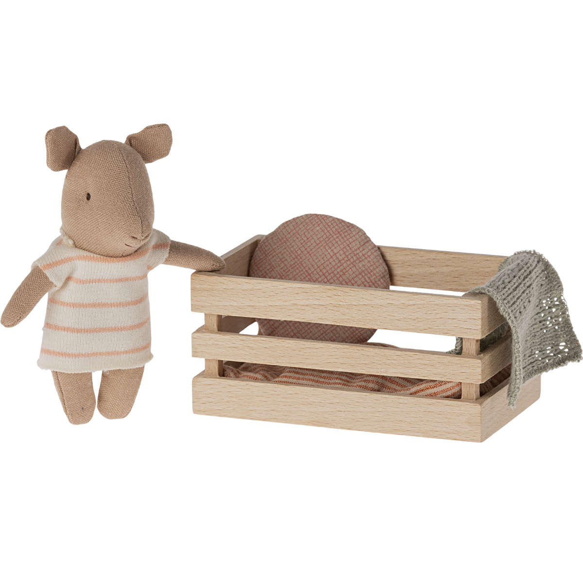 Maileg Baby Pig in Box, Coral