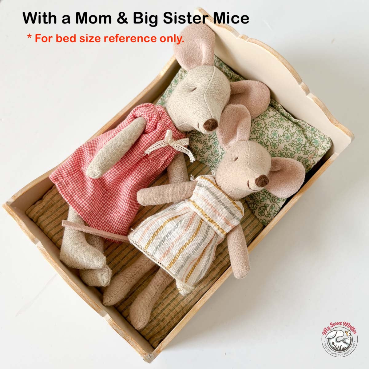 Maileg Wooden Bed for Mouse Doll, New