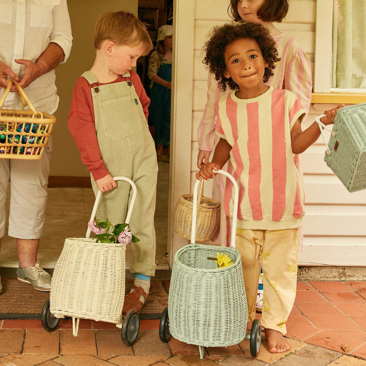 Olli Ella Original Luggy Wheeled Basket,Vintage Blue