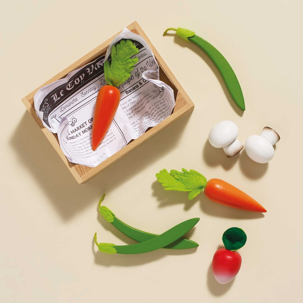 Wooden Play Food Crate, Vegitables