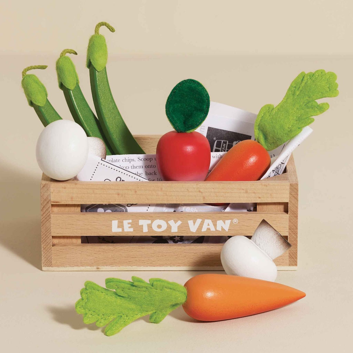 Wooden Play Food Crate, Vegitables
