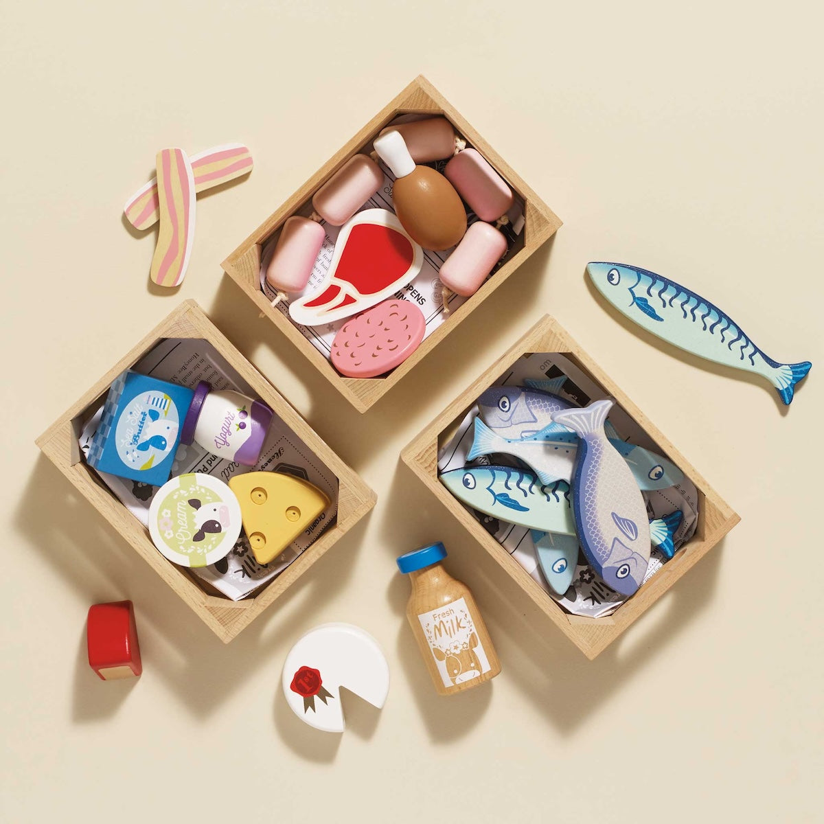 Wooden Play Food Crate, Butchers Meat