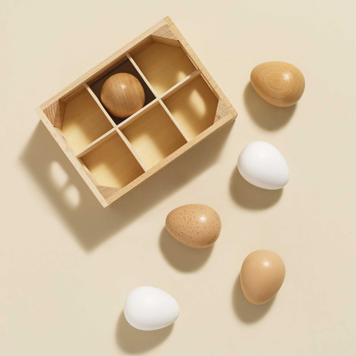 Wooden Play Food Crate, Farm Eggs