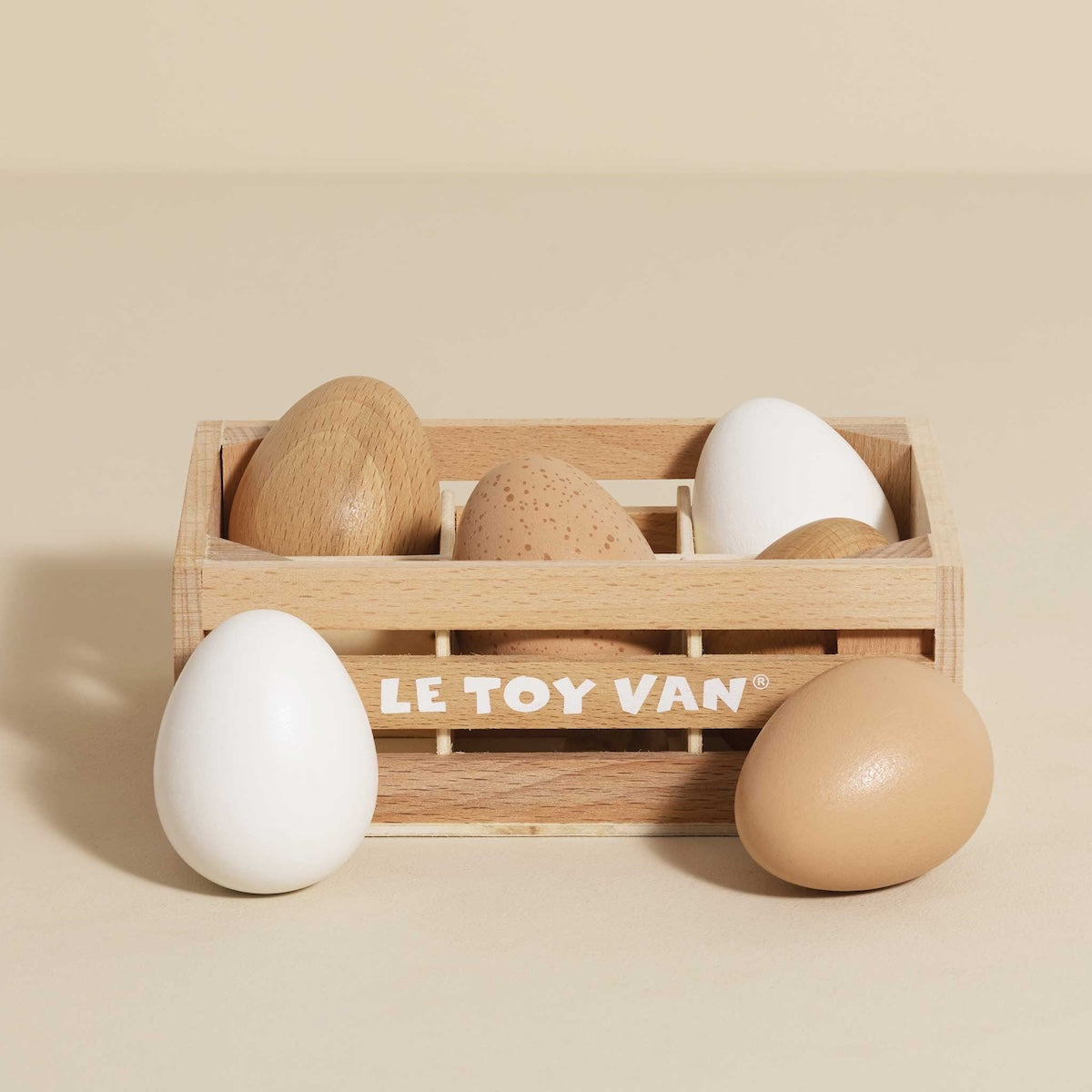 Wooden Play Food Crate, Farm Eggs